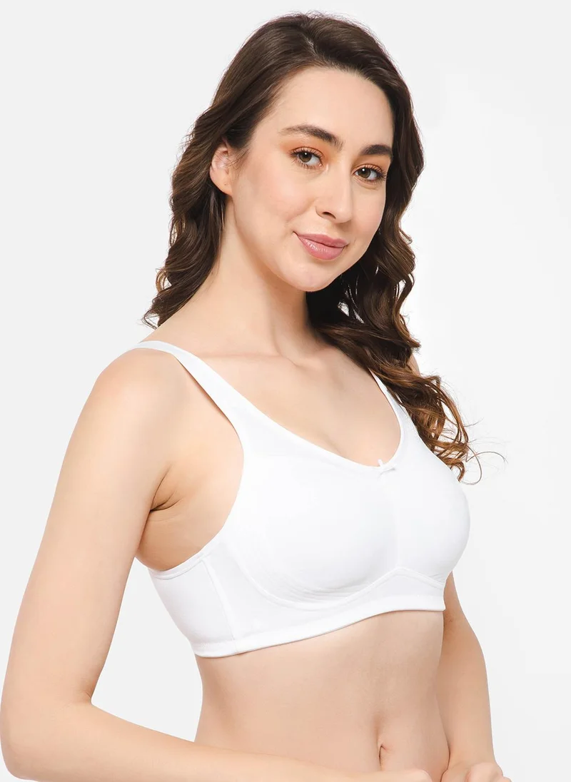 Clovia Clovia Non-Padded Non-Wired Full Figure Bra in White - Cotton