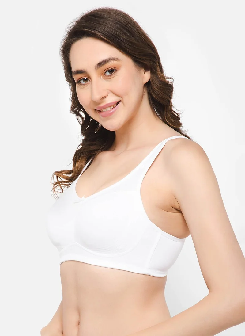 Clovia Clovia Non-Padded Non-Wired Full Figure Bra in White - Cotton