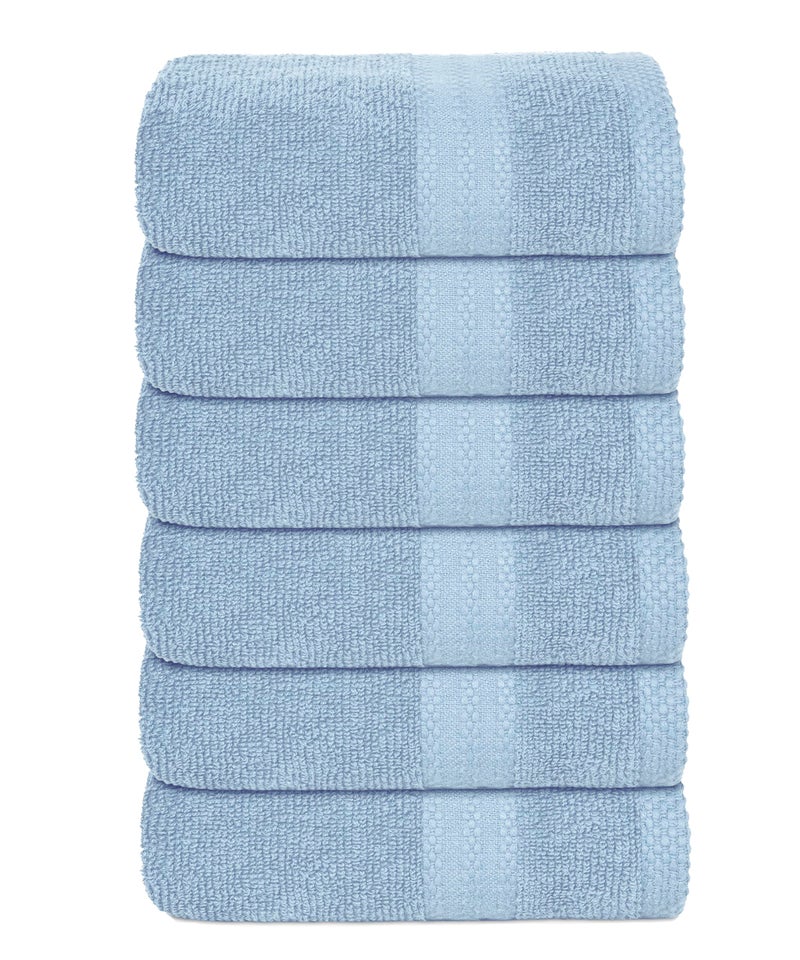 GLAMBURG Ultra Soft 6-Piece Hand Towel Set 16x28-100% Ringspun Cotton - Durable & Highly Absorbent Hand Towels - Ideal for use in Bathroom  Kitchen  Gym  Spa & General Cleaning - Sky Blue
