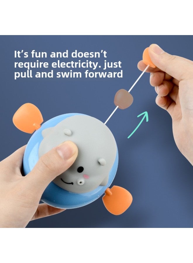 Baby Bath Toys Children's Small Animals Play With Water Suit Children Boys And Girls Babies Can Swim With Water-Color:Hippo Riding Flying Fish - Image 3