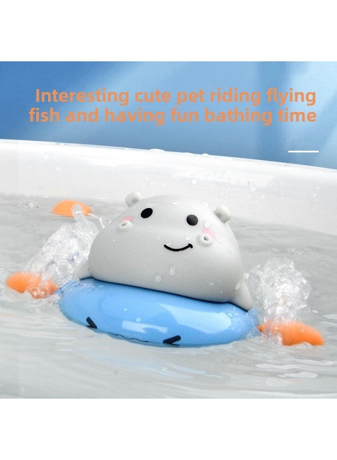 Baby Bath Toys Children's Small Animals Play With Water Suit Children Boys And Girls Babies Can Swim With Water-Color:Hippo Riding Flying Fish - Image 2