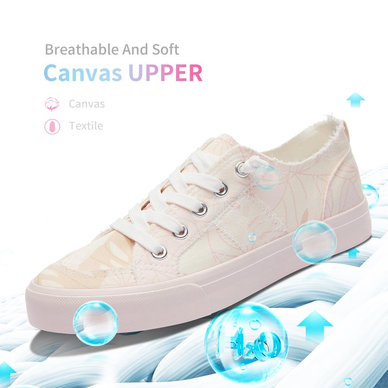 Obtaom Womens Floral Canvas Sneakers Women's Play Fashion Sneaker Comfortable Walking Shoes Flower Print Canvas Slip on Shoes(Floral Pink US6) - Image 5