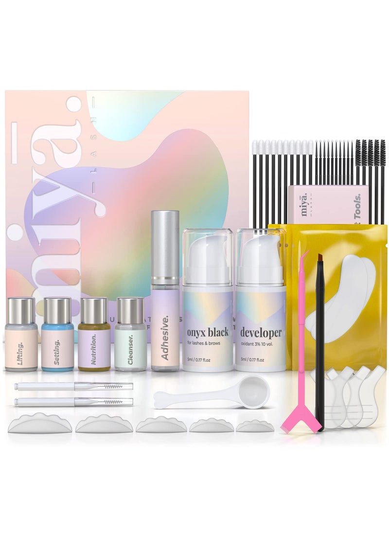 MIYA LASH Lash Lift  Brow Lamination Kit  Black Voluminous Eyebrows  Eyelashes Color Kit  Professional 8 Weeks Result  LVL Perm Laminate  Keratin Brow Lift  Lash Lift Kit with All tools 