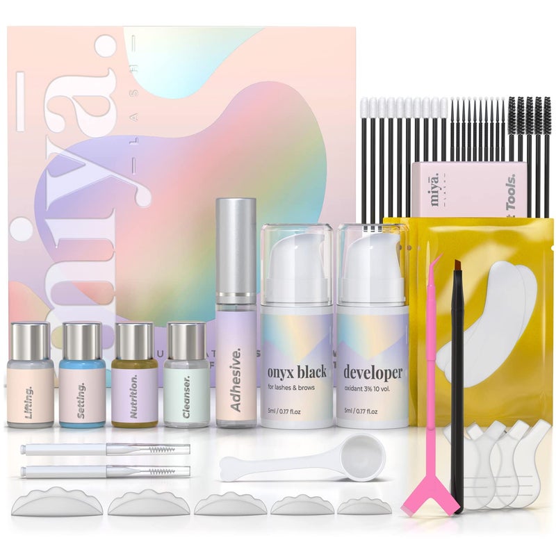 MIYA LASH Lift  Brow Lamination Kit  Black Voluminous Eyebrows  Eyelashes Color  Professional 8 Weeks Result  LVL Perm Laminate  Keratin Brow  Lash Kit With All Tools