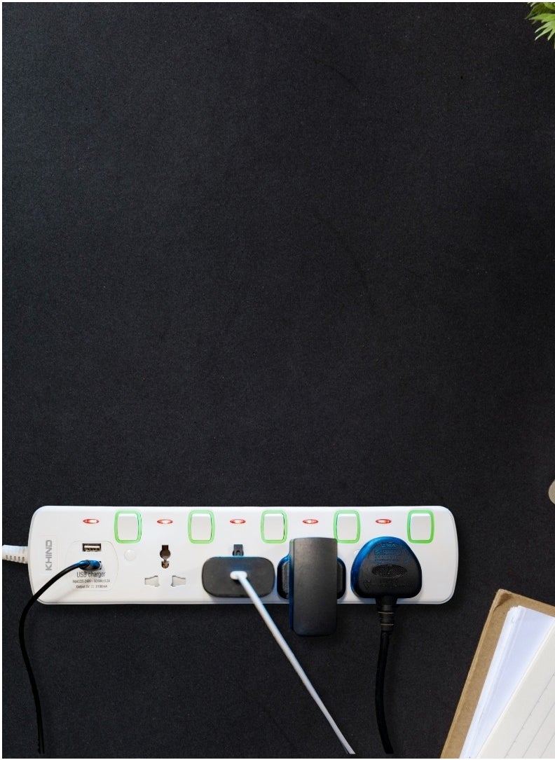 KHIND KHIND High Quality Power Extension Universal 4 Socket Plug Adapter with 2 USB Charging Sockets, Extension Cord 3 Meter  - Image 5
