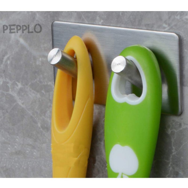 pepplo Adhesive Wall Hooks Heavy Duty Utility Towel Hanger with Stainless Steel Stick 1 Packs - Image 4