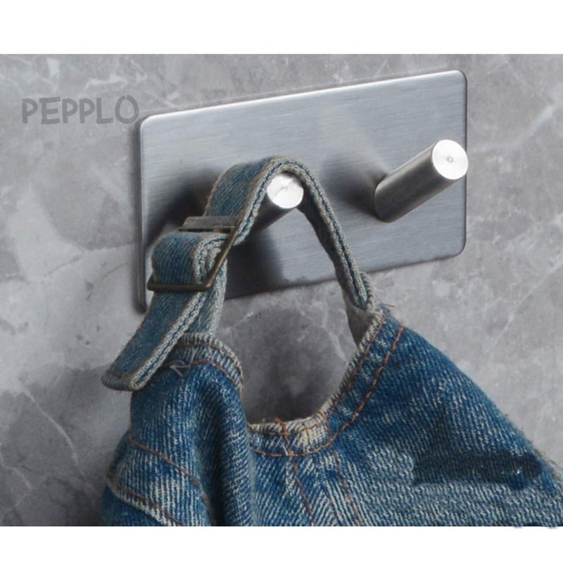 pepplo Adhesive Wall Hooks Heavy Duty Utility Towel Hanger with Stainless Steel Stick 1 Packs - Image 2