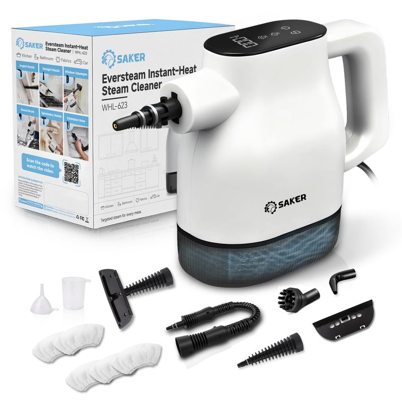 Saker EverSteam Instant-Heat Steam Cleaner for Home,15s Heat-up Handheld Steam Cleaner, Lightweight Portable Continuous Refill Steamer for Deep Cleaning of Floor, Car and Kitchen - Image 1