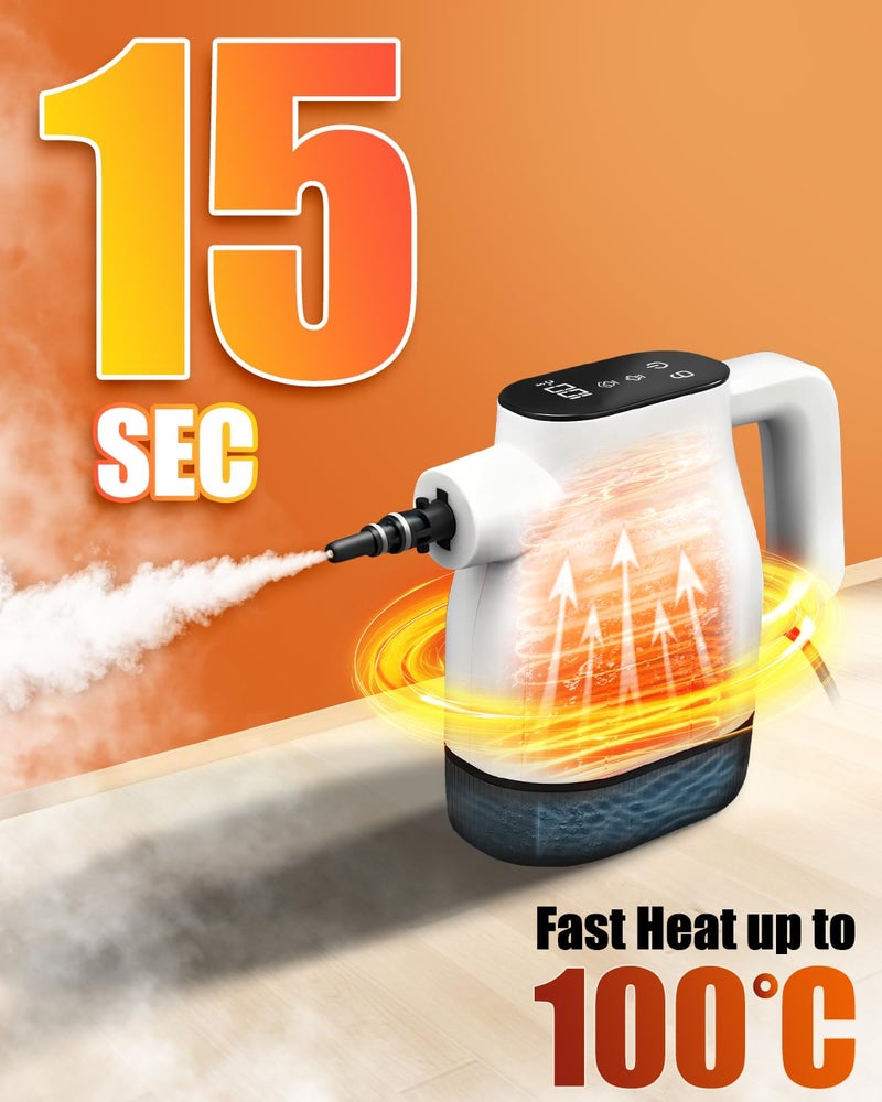Saker EverSteam Instant-Heat Steam Cleaner for Home,15s Heat-up Handheld Steam Cleaner, Lightweight Portable Continuous Refill Steamer for Deep Cleaning of Floor, Car and Kitchen - Image 2