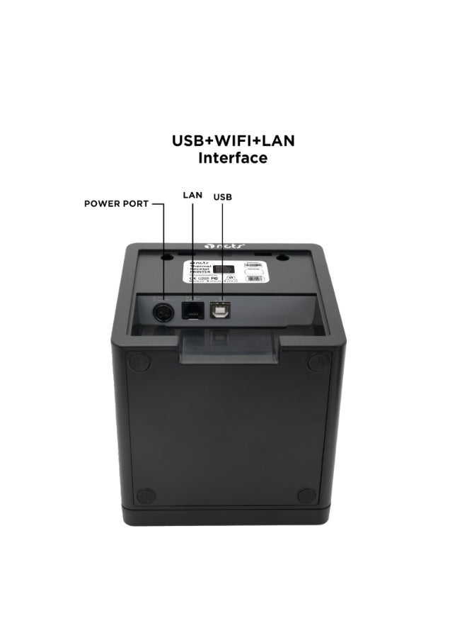 NCTS Thermal Bill POS Receipt Printer NCTS Qsale-R100W 80mm USB+WIFI Interface with Auto-Cutter 203DPI Resolution Speed 260mm/s ESC-POS Support - Image 3