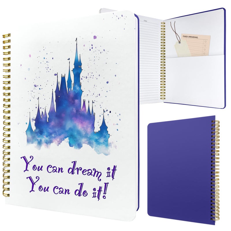 Stanoha Cute Spiral Notebook journal B5 Aesthetic Pretty Design for Women Girls Kawaii with Pocket, 10 x 7.2 inch, Lined, Dream Castle - Image 1