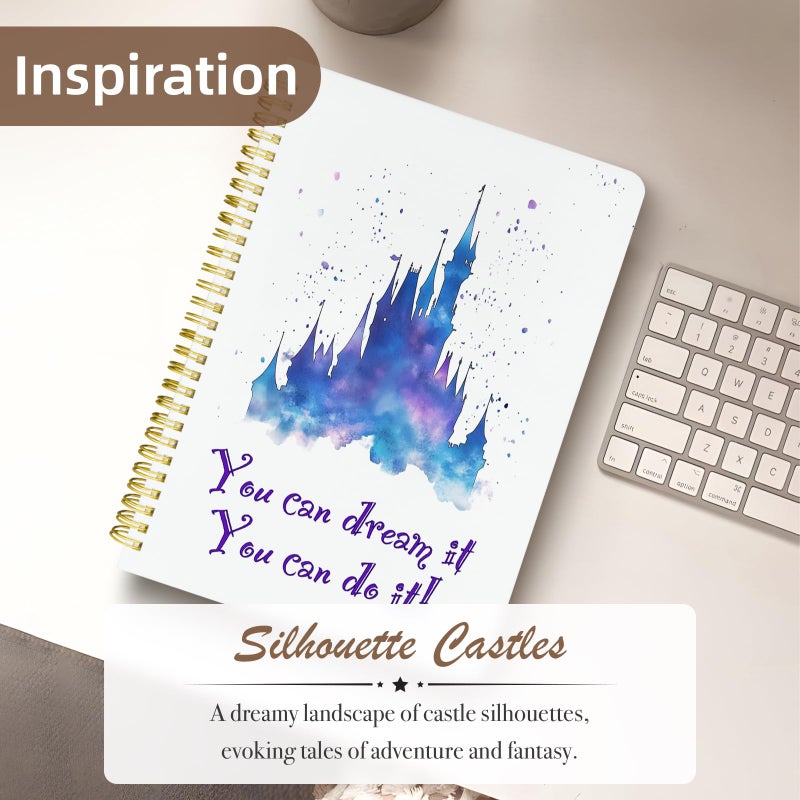 Stanoha Cute Spiral Notebook journal B5 Aesthetic Pretty Design for Women Girls Kawaii with Pocket, 10 x 7.2 inch, Lined, Dream Castle - Image 3