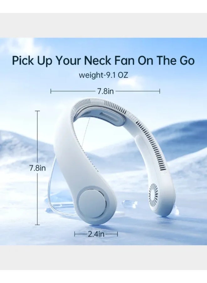 JISULIFE Portable Neck Fan Life 4 - 5000mAh, Neckbrace Personal Hands Free, 5 Speed Gears Adjustment, Wearable Bladeless Quiet Rechargeable for Outdoor Indoor, Gifts for Women & Men - Blue - Image 3
