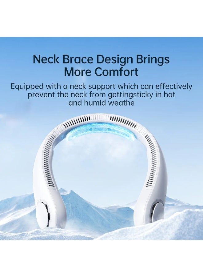 JISULIFE Portable Neck Fan Life 4 - 5000mAh, Neckbrace Personal Hands Free, 5 Speed Gears Adjustment, Wearable Bladeless Quiet Rechargeable for Outdoor Indoor, Gifts for Women & Men - Blue - Image 2