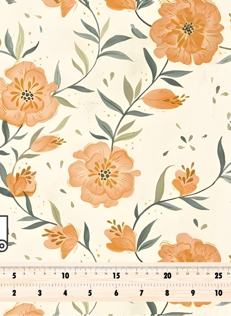 Vellato Al Lail Aramny Silk Fabric By The Yard Peach Green Floral Jalabiya Makhweer Dressmaking 58 Inches Width - Image 4