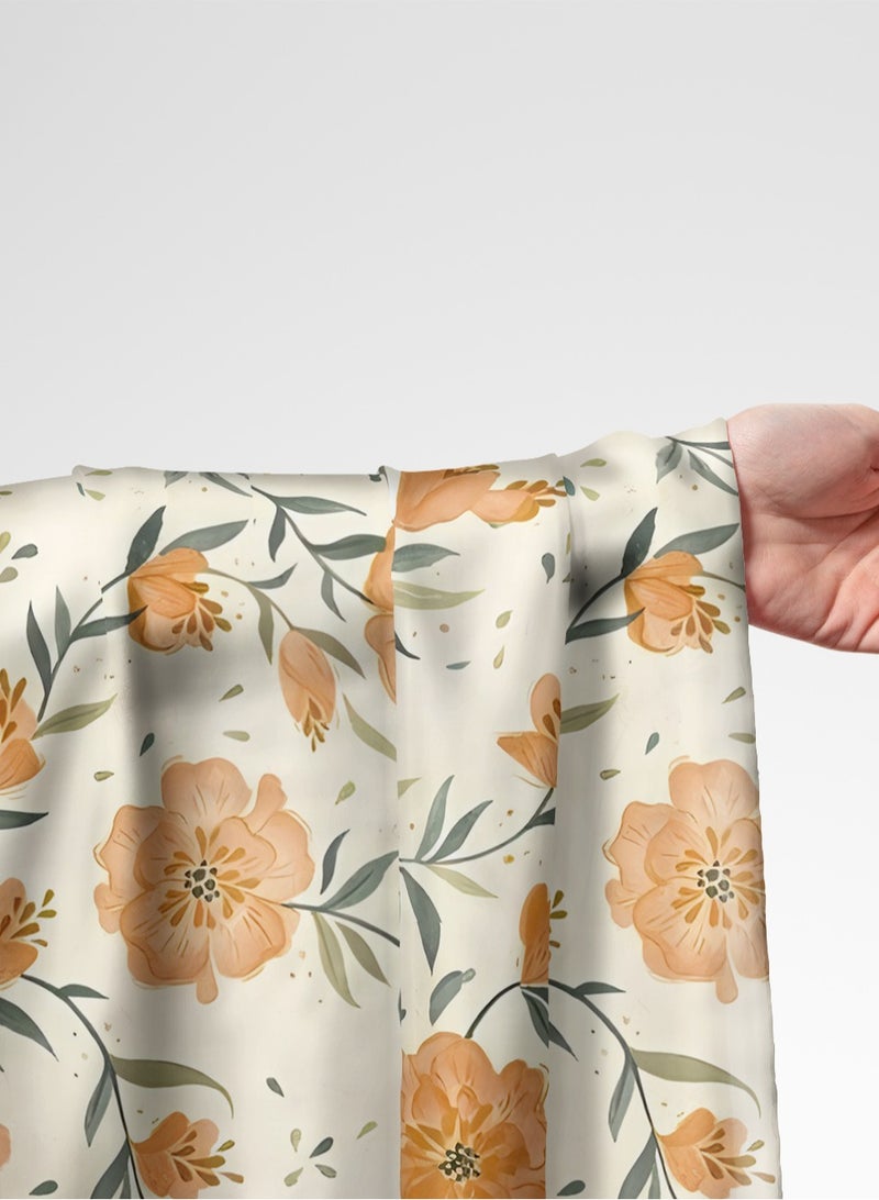 Vellato Al Lail Aramny Silk Fabric By The Yard Peach Green Floral Jalabiya Makhweer Dressmaking 58 Inches Width - Image 1