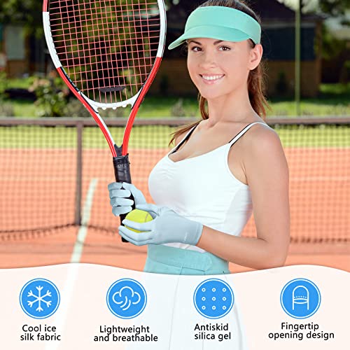 Loopeer 2 Packs Women Sun Protection Driving UV Gloves Full Finger Touchscreen Non Slip Breathable Summer Outdoor Gloves(Buckle,Grey, Blue) - Image 2
