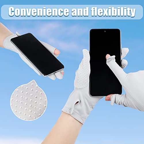 Loopeer 2 Packs Women Sun Protection Driving UV Gloves Full Finger Touchscreen Non Slip Breathable Summer Outdoor Gloves(Buckle,Grey, Blue) - Image 4