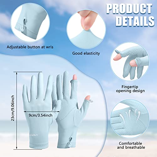 Loopeer 2 Packs Women Sun Protection Driving UV Gloves Full Finger Touchscreen Non Slip Breathable Summer Outdoor Gloves(Buckle,Grey, Blue) - Image 3