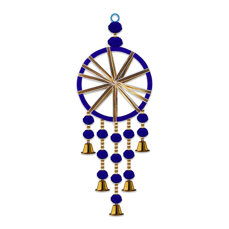 Rajasthan Kraft Rajasthan Kraft Decorative Woollen Ring Wall Door Hanging Backdrop DecorationOffice Home Diwali Decoration Door Entrance Decoration Size 165 inch Pack of 5 Colour Blue RK346025  - Image 4