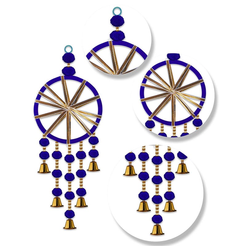 Rajasthan Kraft Rajasthan Kraft Decorative Woollen Ring Wall Door Hanging Backdrop DecorationOffice Home Diwali Decoration Door Entrance Decoration Size 165 inch Pack of 5 Colour Blue RK346025  - Image 5