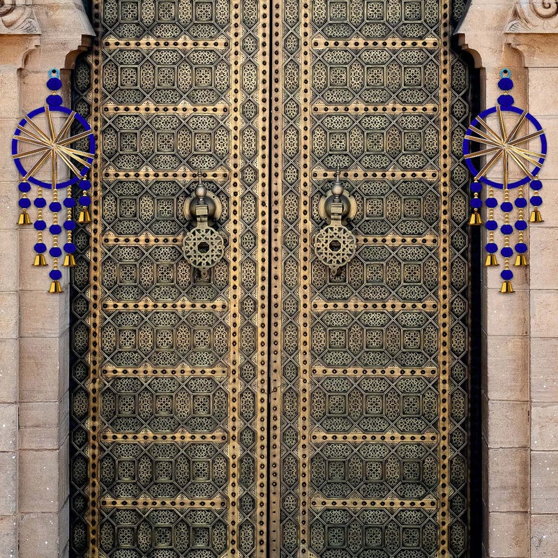 Rajasthan Kraft Rajasthan Kraft Decorative Woollen Ring Wall Door Hanging Backdrop DecorationOffice Home Diwali Decoration Door Entrance Decoration Size 165 inch Pack of 5 Colour Blue RK346025  - Image 3
