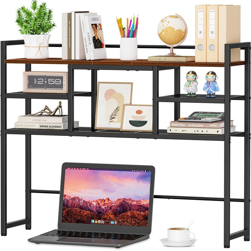 Snughome Desk Shelf, 38.6" Desktop Bookshelf, Desk Hutch Dorm, Countertop Storage Hutch with 5 Shelves for Computer Desk, Multipurpose Wood Desktop Display Organizer Rack for Home Office Dorm - Image 1