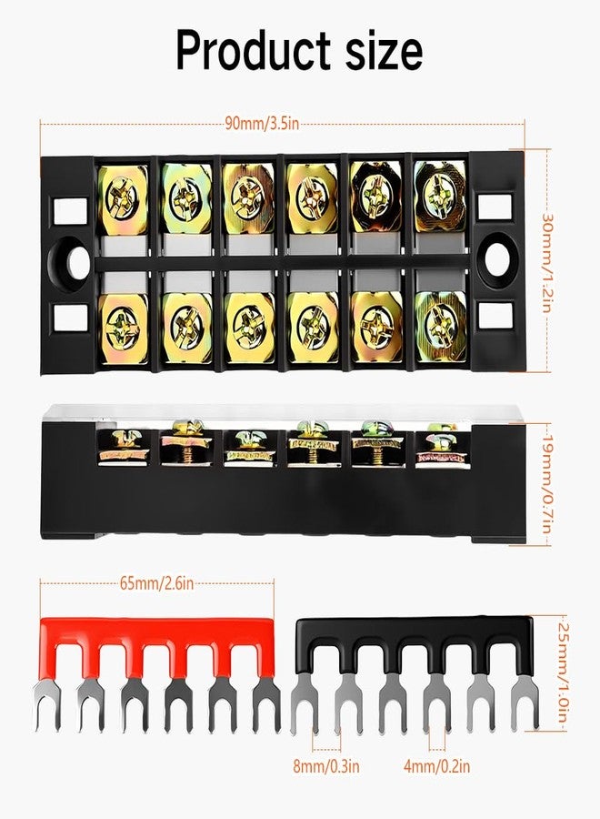 Serplex® 6-position Terminal Block Kit, 35A Terminal Block with Lid Cover, 6-position Wire Connector Strip Dual Row Terminals Strip for Electrical Control Cabinets, Distribution Boxes - Image 2