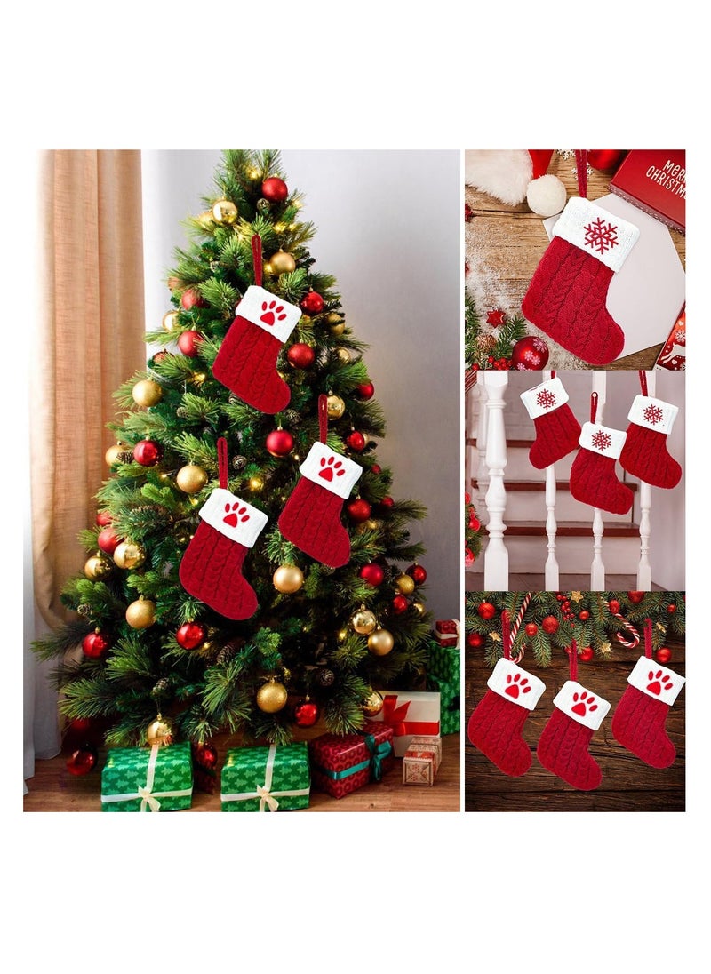 Generic Christmas Stockings Christmas Sock Ornaments Mini Cute Kids Gift Candy Stocking Bags Christmas Decoration Hanging Socks for Xmas Tree Decor (3PCS-Paw)  - Image 1