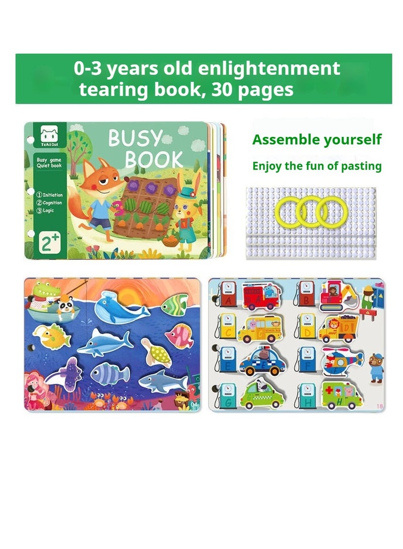 كتاب طفل يد تمزيق لاصق تعليم أطفال سحر ملصق كتاب ، روضة أطفال تنوير لغز لعبة ، كتاب ملصق قابل لإعادة الاستخدام للأطفال ، كتاب ملصق هادئ - Image 1