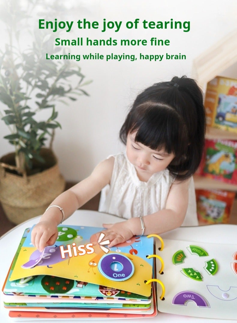 كتاب طفل يد تمزيق لاصق تعليم أطفال سحر ملصق كتاب ، روضة أطفال تنوير لغز لعبة ، كتاب ملصق قابل لإعادة الاستخدام للأطفال ، كتاب ملصق هادئ - Image 4