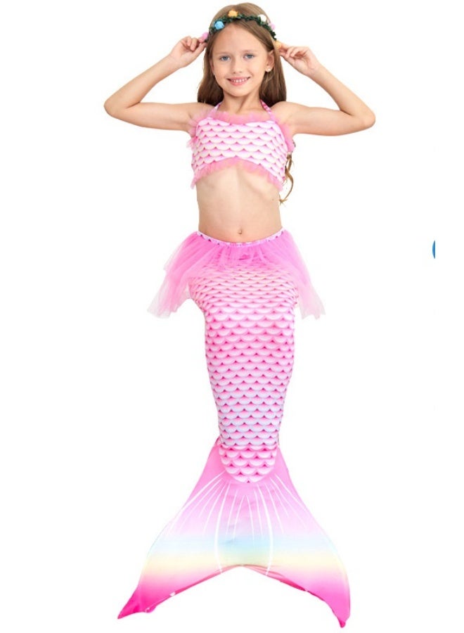 NIBEMINENT Mermaid children's swimsuit, girls' mermaid swimsuit, swimsuit three-piece set, children's mermaid swimsuit - Image 1