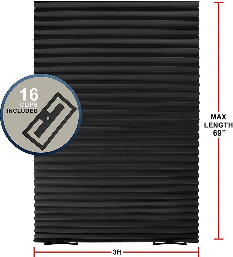 MAKINGTEC Window Shades, 1 Pcs Pleated Shade Heat Sun Protection Temporary Window Blind for Home Kitchen Room 90 x 180 CM(Black) - Image 5