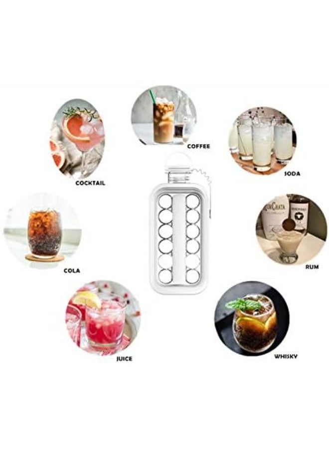 كيلا صواني مكعبات الثلج 2 في 1، صانع كرات الثلج المحمول، غلاية مع 17 شبكة، غطاء مسطح، قوالب مكعبات الثلج المبردة للمشروبات المنعشة، صانع كرات الثلج الخالي من مادة BPA، أبيض - Image 3