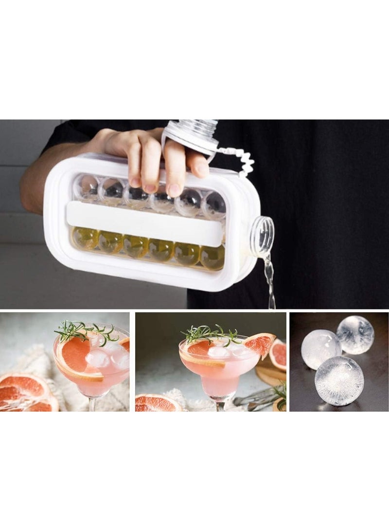 كيلا صواني مكعبات الثلج 2 في 1، صانع كرات الثلج المحمول، غلاية مع 17 شبكة، غطاء مسطح، قوالب مكعبات الثلج المبردة للمشروبات المنعشة، صانع كرات الثلج الخالي من مادة BPA، أبيض - Image 2