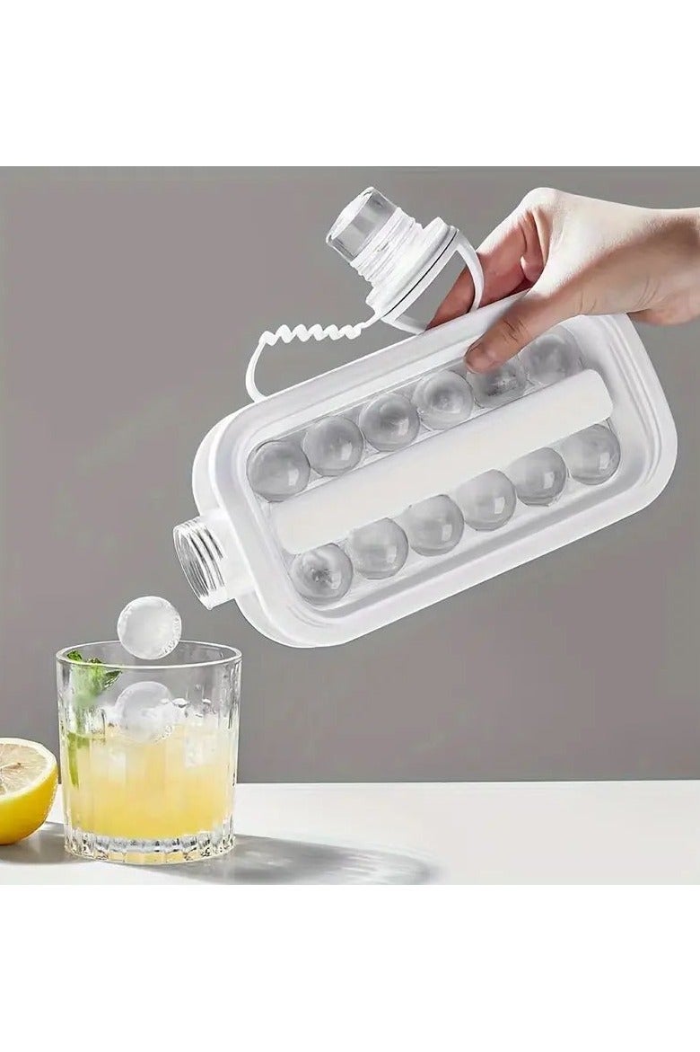 كيلا صواني مكعبات الثلج 2 في 1، صانع كرات الثلج المحمول، غلاية مع 17 شبكة، غطاء مسطح، قوالب مكعبات الثلج المبردة للمشروبات المنعشة، صانع كرات الثلج الخالي من مادة BPA، أبيض - Image 1