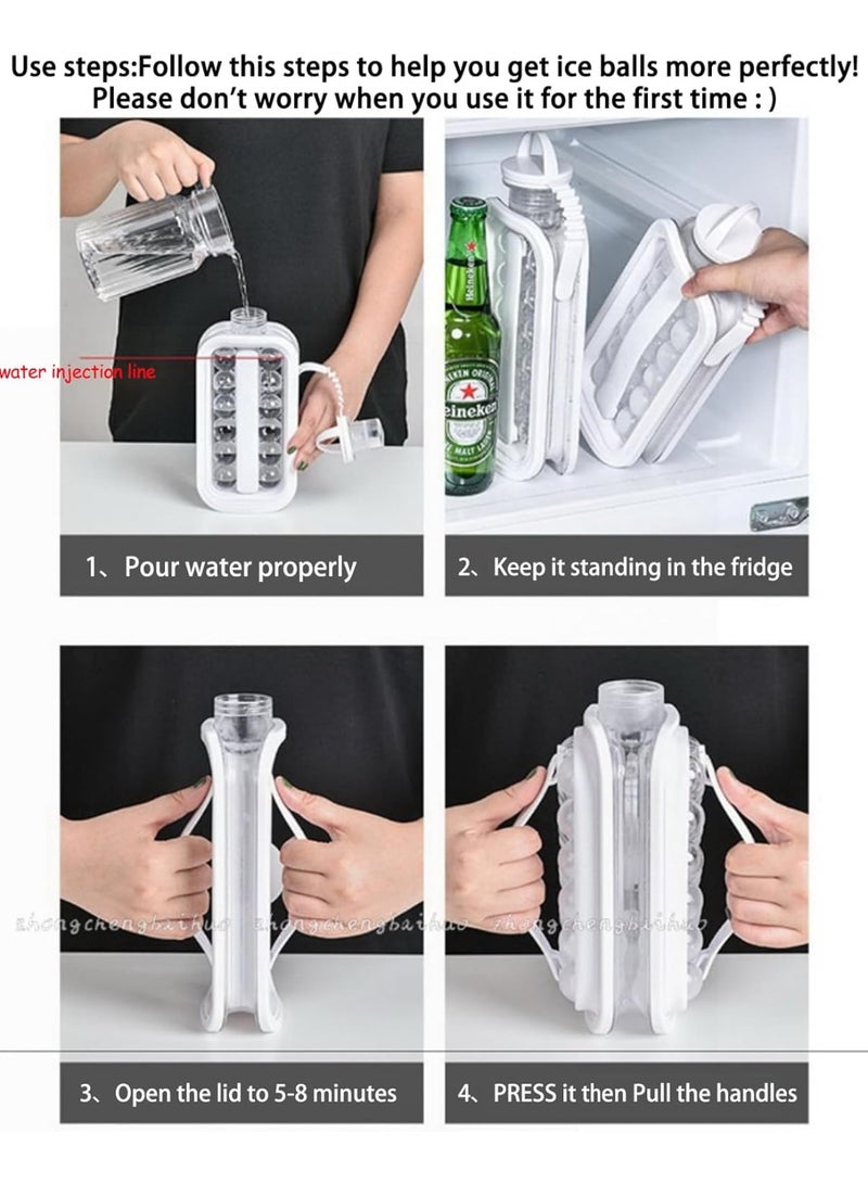 كيلا صواني مكعبات الثلج 2 في 1، صانع كرات الثلج المحمول، غلاية مع 17 شبكة، غطاء مسطح، قوالب مكعبات الثلج المبردة للمشروبات المنعشة، صانع كرات الثلج الخالي من مادة BPA، أبيض - Image 5