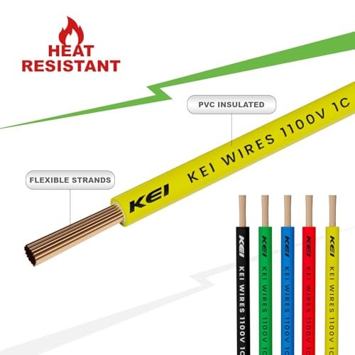 KEI CONFLAME GREEN PLUS 1 sqmm 1 Core Copper Heat Resistant Flame Retardant Low Smoke & Halogen - Lead Free House Wire for Domestic & Industrial Electrical Wiring (Yellow, 90 Meters) - Image 4