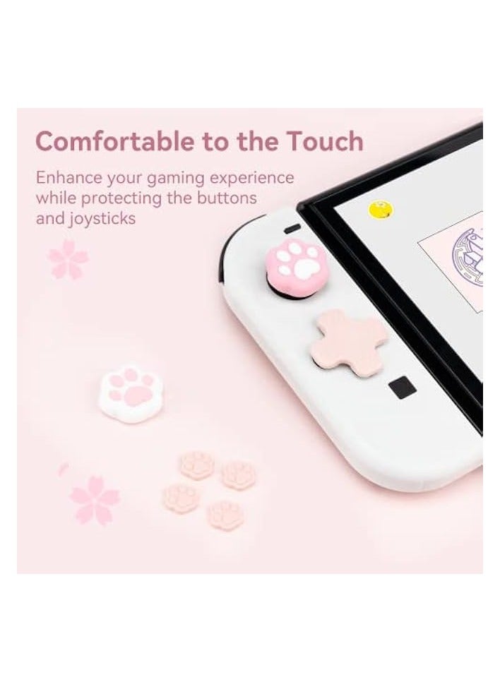 PROMASS Cat Paw Button Caps Thumb Grips Set, Joystick Cover Caps Compatible with Nintendo Switch/OLED (Pink) - Image 2