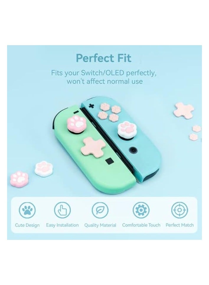 PROMASS Cat Paw Button Caps Thumb Grips Set, Joystick Cover Caps Compatible with Nintendo Switch/OLED (Pink) - Image 3
