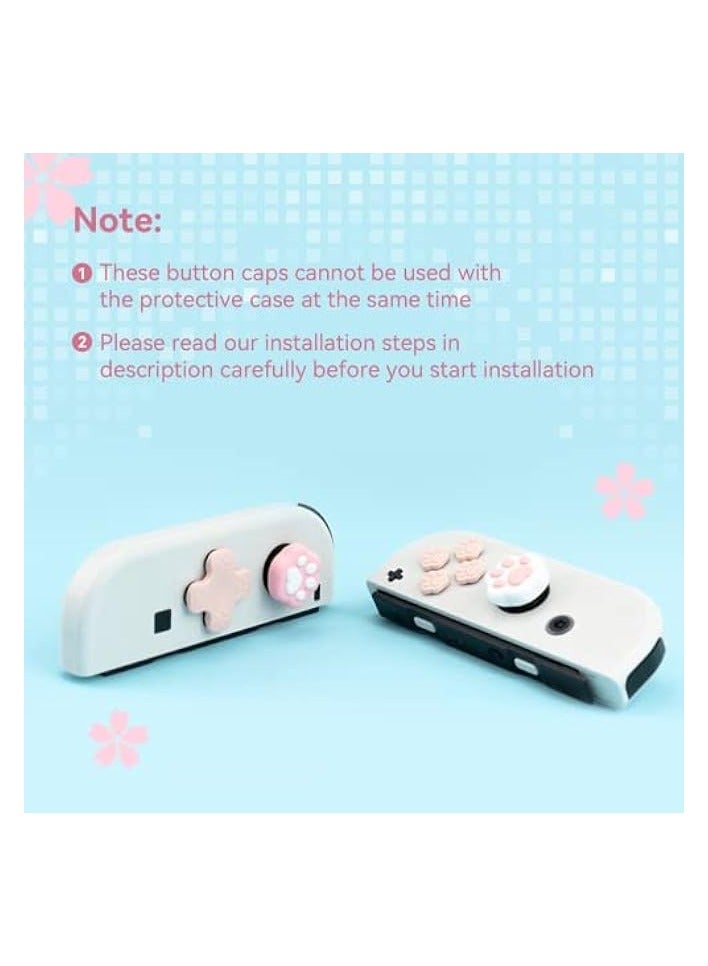 PROMASS Cat Paw Button Caps Thumb Grips Set, Joystick Cover Caps Compatible with Nintendo Switch/OLED (Pink) - Image 4