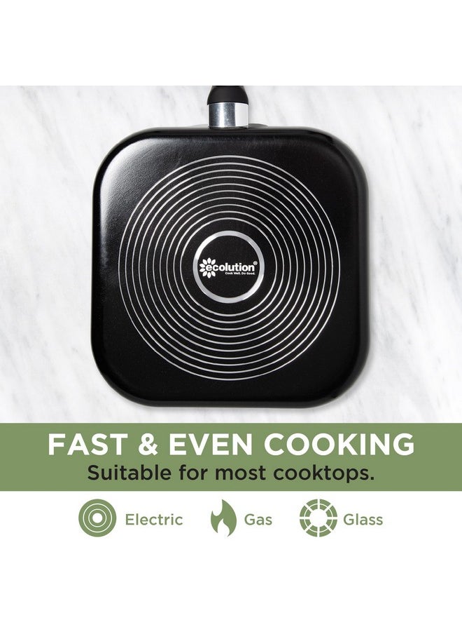 Ecolution Ecolution Artistry Nonstick Square Griddle, Easy To Clean, Comfortable Handle, Even Heating, Dishwasher Safe Pots and Pans, 11-Inch, Black  - Image 3