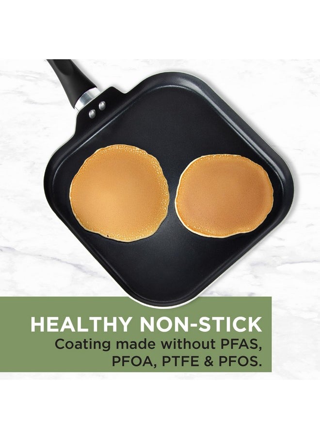 Ecolution Ecolution Artistry Nonstick Square Griddle, Easy To Clean, Comfortable Handle, Even Heating, Dishwasher Safe Pots and Pans, 11-Inch, Black  - Image 2