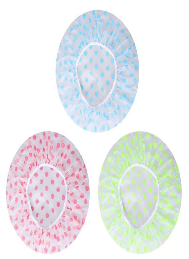 Rinpoche Shower Caps For Women - Reusable Waterproof Ethylene Vinyl Acetate with Flower Design Transfer Caps for Homes, Spas, Salons, Hair Treatment, and Beauty Parlors (Pack of 3) (One Size, 3, count) (FREE, 3, count) - Image 1
