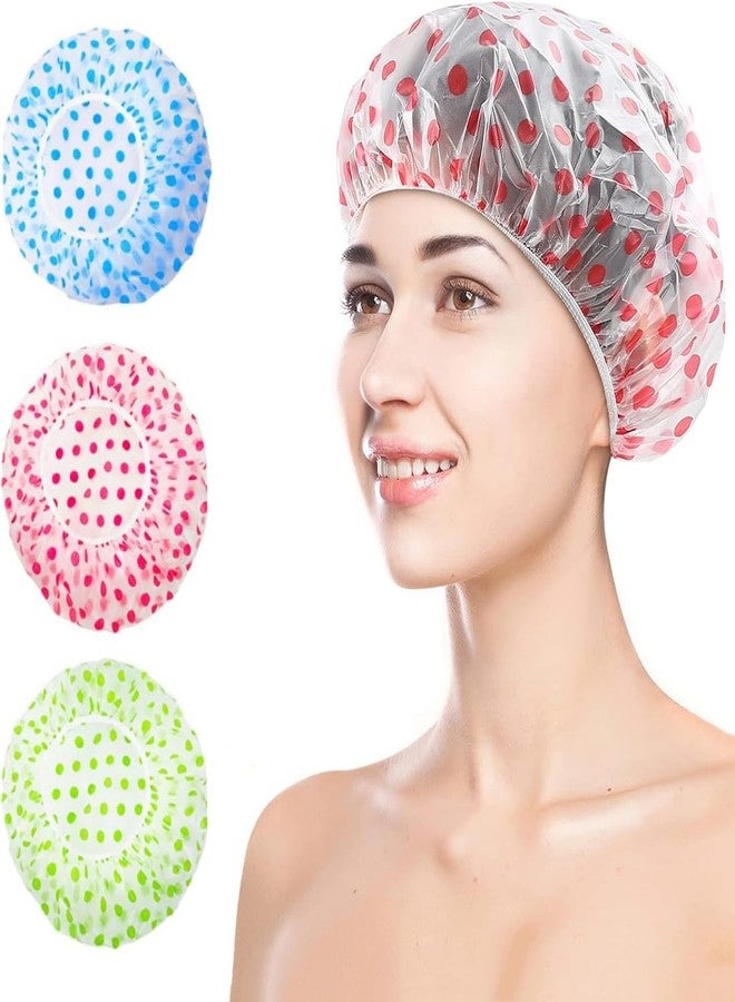 Rinpoche Shower Caps For Women - Reusable Waterproof Ethylene Vinyl Acetate with Flower Design Transfer Caps for Homes, Spas, Salons, Hair Treatment, and Beauty Parlors (Pack of 3) (One Size, 3, count) (FREE, 3, count) - Image 5