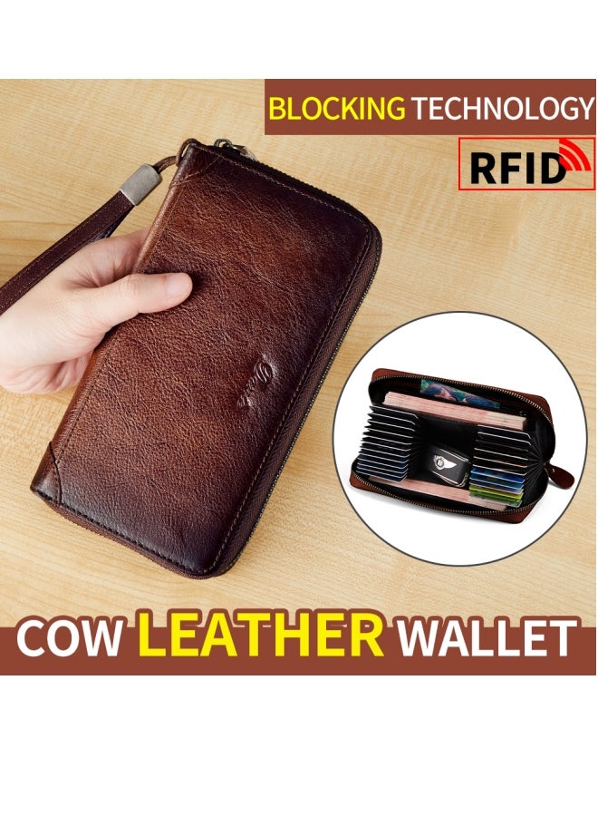 دانتي محفظة مريحة لهاتف محمول للرجال بفرشاة مضادة للسرقة باللون البني - Image 1