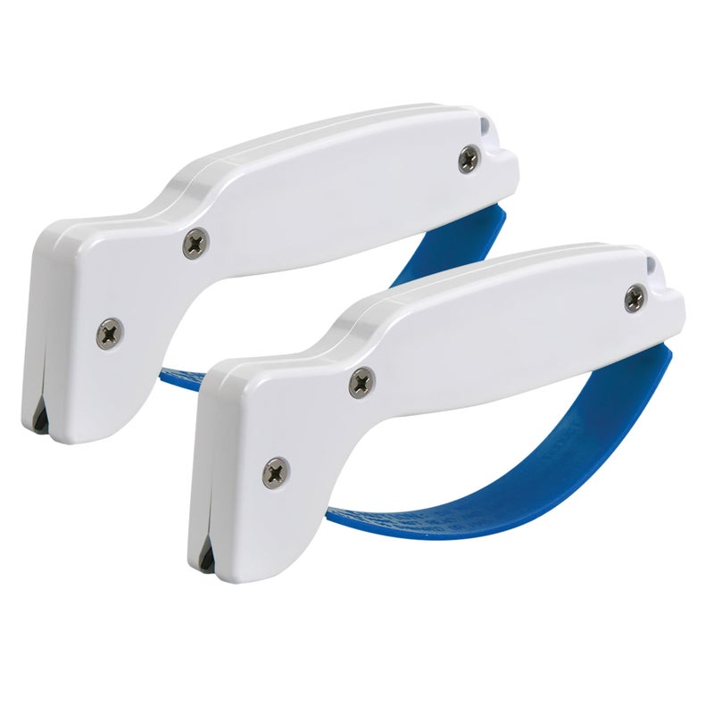 AccuSharp أداة شحذ السكاكين المحمولة من أكيوشارب بشفرة كربيد للمطبخ وسكاكين الطهاة أداة شحذ احترافية لاستعادة وشحذ السكاكين المستقيمة والمسننة 2 عبوة بيضاء