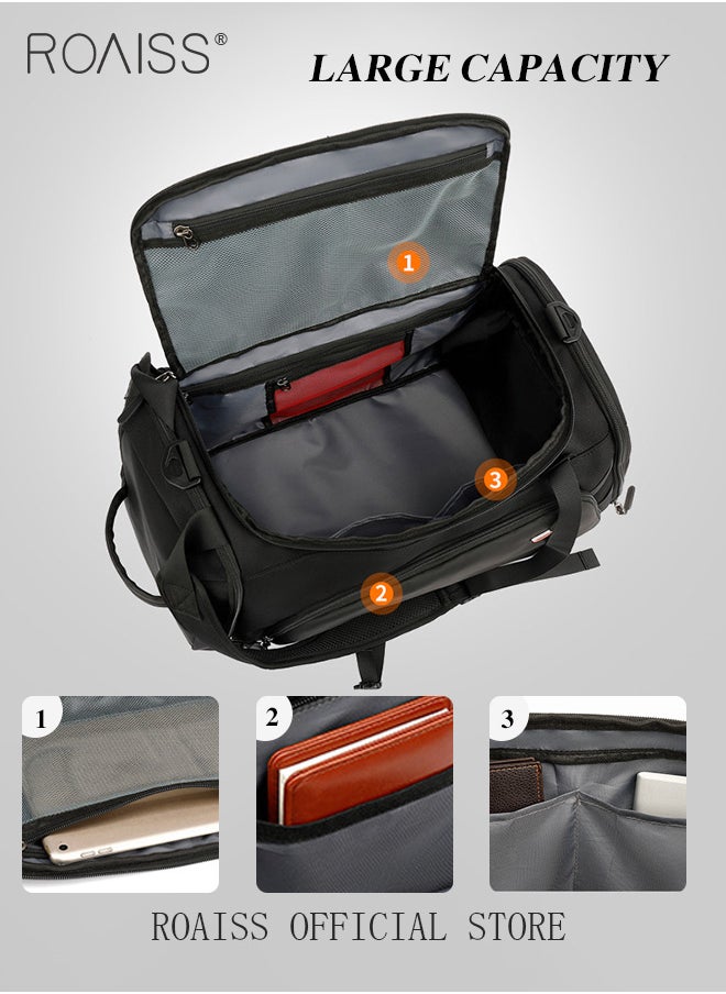 roaiss - Men Multi Functional Backpack Independent Wet and Dry Shoe Compartment Fitness Bag both Backpack and Handbag Large Capacity Scientifically Compartmentalized Backpack Short Distance Travel Luggage Bag - Image 1
