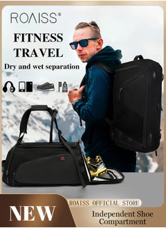 Men Multi Functional Backpack Independent Wet and Dry Shoe Compartment Fitness Bag both Backpack and Handbag Large Capacity Scientifically Compartmentalized Backpack Short Distance Travel Luggage Bag