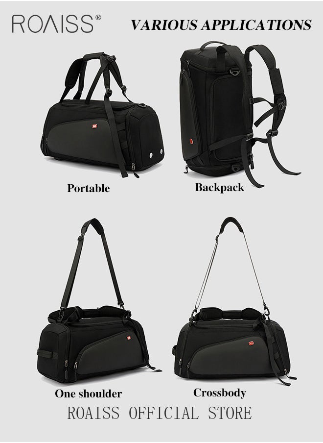 roaiss - Men Multi Functional Backpack Independent Wet and Dry Shoe Compartment Fitness Bag both Backpack and Handbag Large Capacity Scientifically Compartmentalized Backpack Short Distance Travel Luggage Bag - Image 1